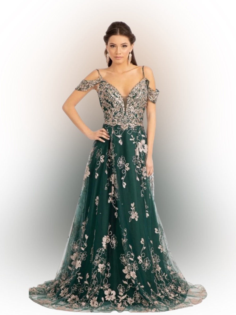 Emerald Floral Gown Large